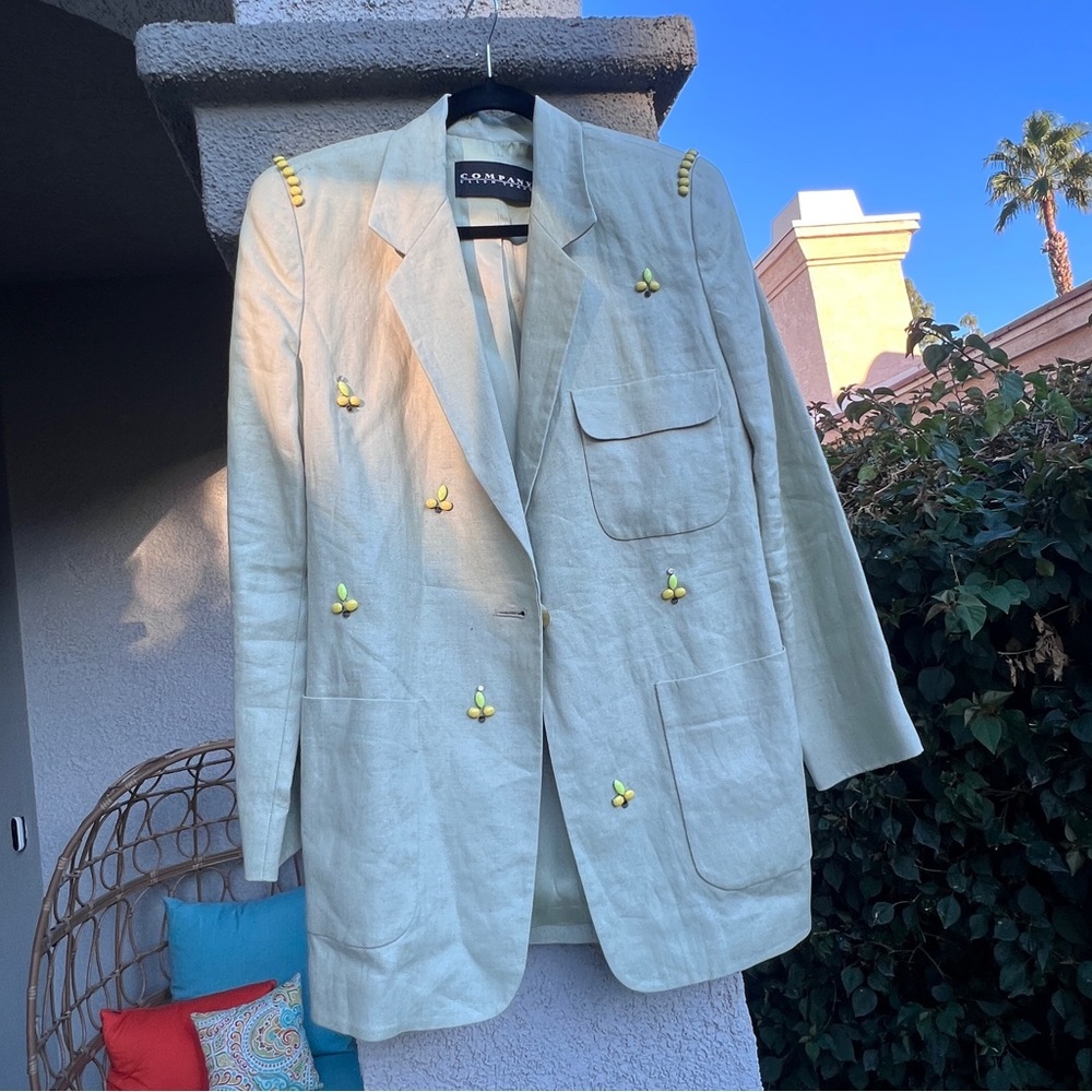 Upcycled vintage green beaded blazer - Picture 9 of 13